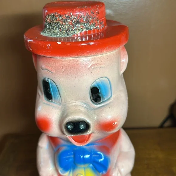 Vintage Chalkware Ceramic Carnival Prize Large Piggy Bank - Picture 3 of 6